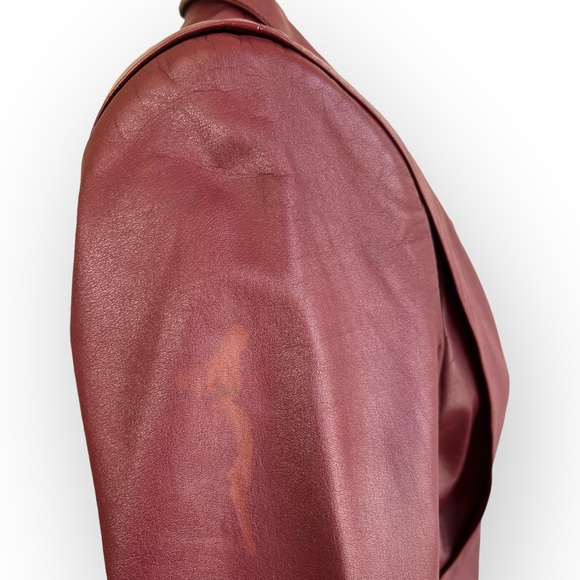 Vintage Lowenbur Bordeaux Red Leather Blazer Jacket - Picture 7 of 7